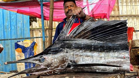 KASIMEDU SPEED SELVAM BIG SIZE MAYIL KOLA FISH CUTTING 4K VIDEO