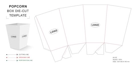 Caja De Palomitas De Ma Z Oz Plantilla Troquelada Vector Premium