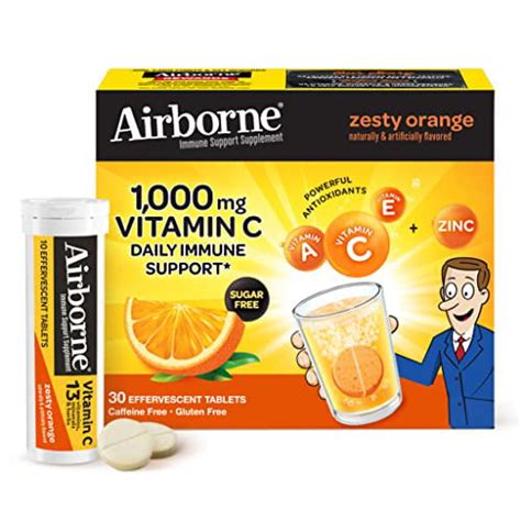 Airborne Mg Vitamin C With Zinc Effervescent Tablets Immune