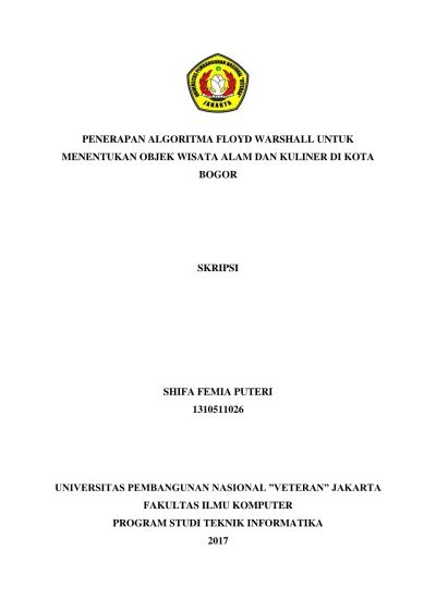 PENERAPAN ALGORITMA FLOYD WARSHALL UNTUK MENENTUKAN OBJEK WISATA ALAM