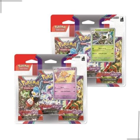 Kit Carta Pokemon 02 Blister Triplo Escarlate E Violeta Copag Deck