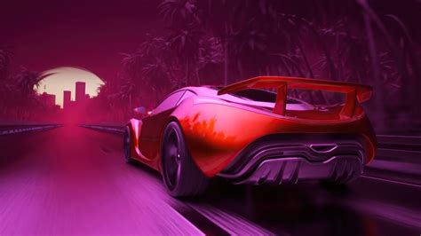 Sports Car, Synthwave, 4K, #6.2189 Wallpaper