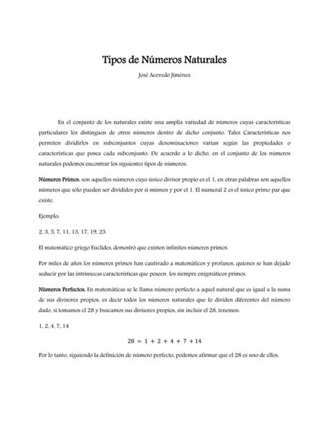 Tipos De Numeros Naturales PDF