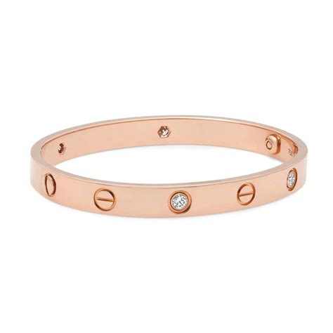 Cartier Love Bracelet 4 Diamonds 18k Rose Gold Size 19 At 1stdibs 750