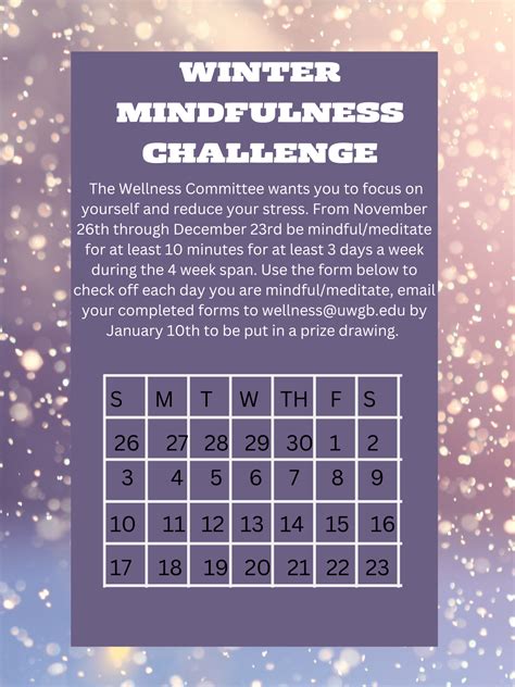 Wellness Committee: Winter Mindful Challenge – HR Connect