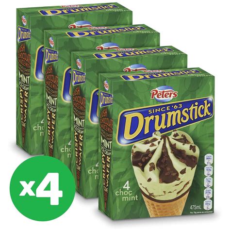 Peters Ice Cream Chocolate Mint Drumstick 4pk X4 Bundle Woolworths