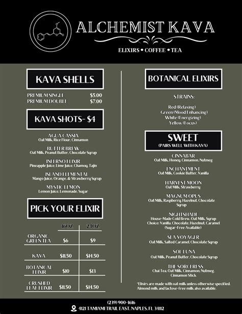 Menu – Alchemist Kava