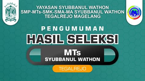 Hasil Seleksi Penerimaan Santri Baru MTs Syubbanul Wathon Tegalrejo