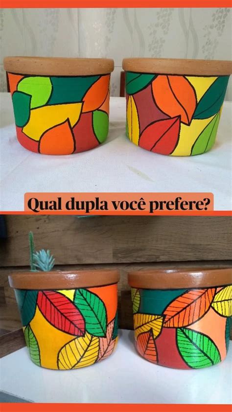 Vasos De Barro Pintados A Mão - Vasos Coloridos de Barro Pintados à Mão | Pendurando balões, Artesanato ...
