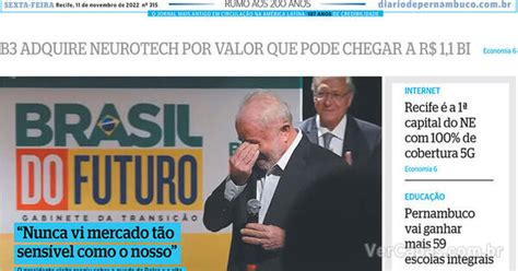 Capa Diario De Pernambuco Sexta 11 De Novembro De 2022