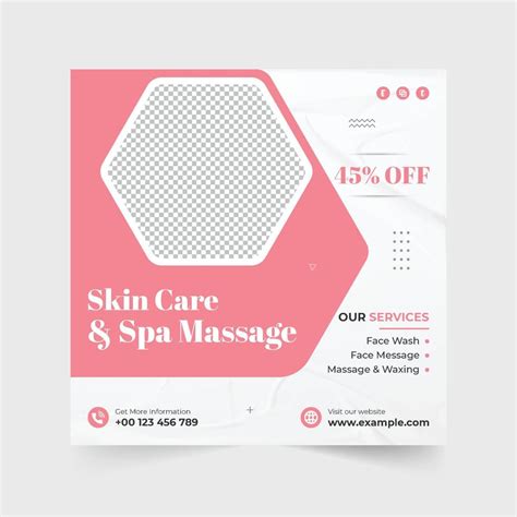 Spa Massage And Skincare Treatment Promotional Poster Design With Pink