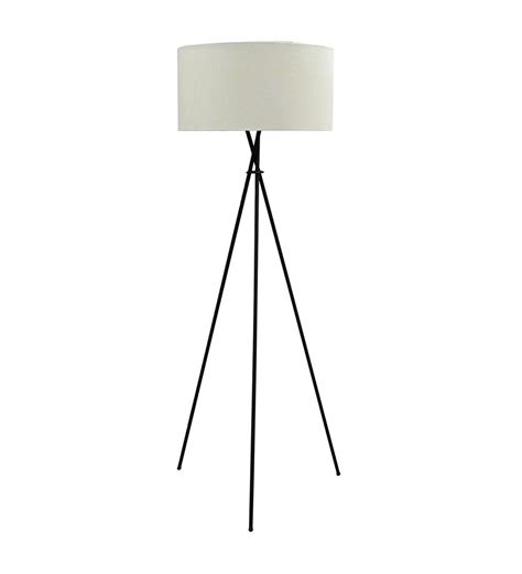 Buy White Fabric Shade Tripod Floor Lamp With Metal Base By Craftter