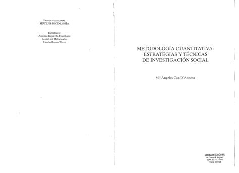 Cea Dancona Metodolog Ã a cuantitativa estrategias y t Ãcnicas de