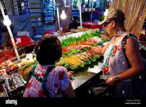 Outdoor Fresh BBQ Food Stall In Namdemun Market In Seoul South Korea