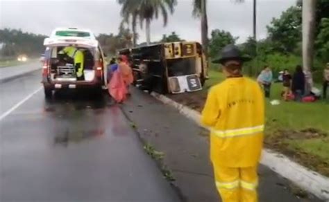 Tres Heridos Tras Vuelco De Bus Sobre La Ruta Al Pacífico Chapin Tv