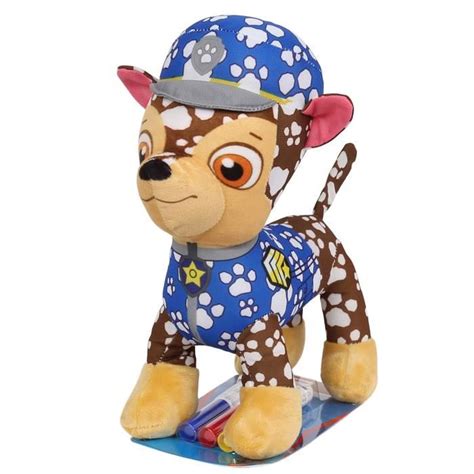 Pat Patrouille Chase Peluche Mascotte Colorier Marqueurs