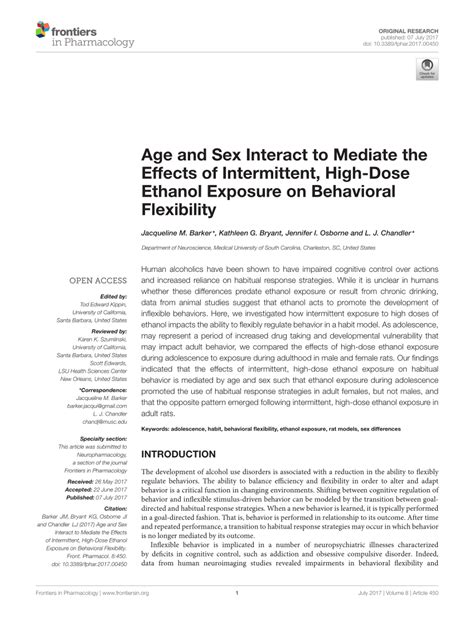 PDF Age And Sex Interact To Mediate The Effects Of Intermittent High