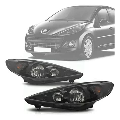 Par Farol Peugeot 207 09 10 11 2012 2013 14 15 Mascara Negra