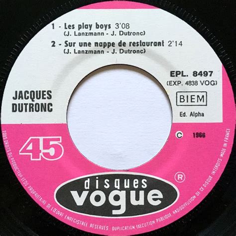 Reissue Fr Pressing 4 Trk Vinyl 7 E P Languette De Jacques Dutronc