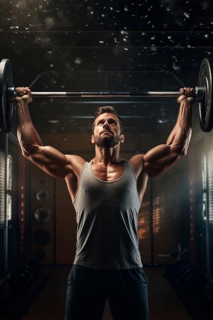 Premium AI Image A Man Lifting Weights Emphasizing The Dedication To