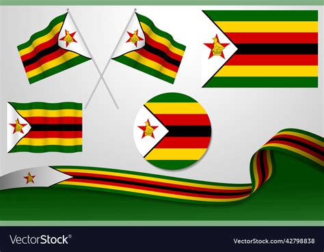 Set Of Zimbabwe Flags In Different Designs Vector Image