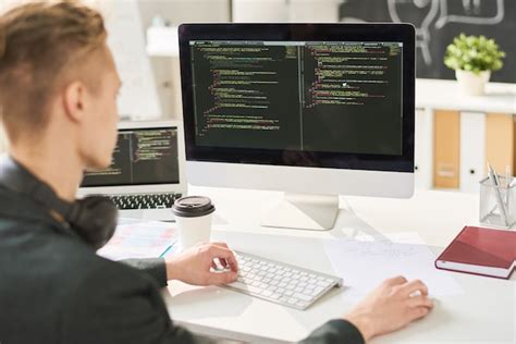 premium photo man coding  office