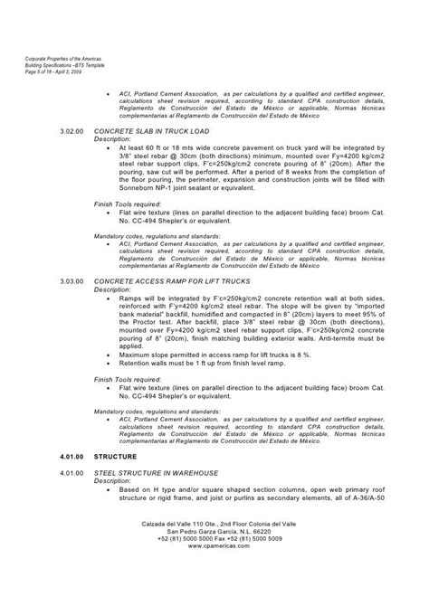 Bts Construction Building Specs Template 20090220 Tipo