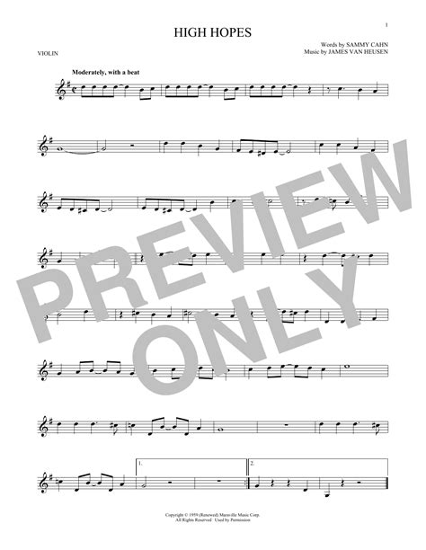 High Hopes Violin Solo Print Sheet Music Now