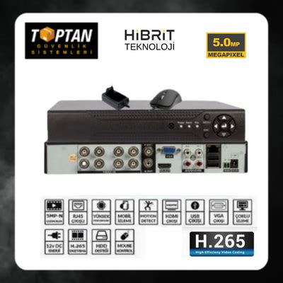 8 KANAL 5 MP 4 SESLİ FULL HD 5in1 HİBRİT H265 KAMERA KAYIT CİHAZI DVR