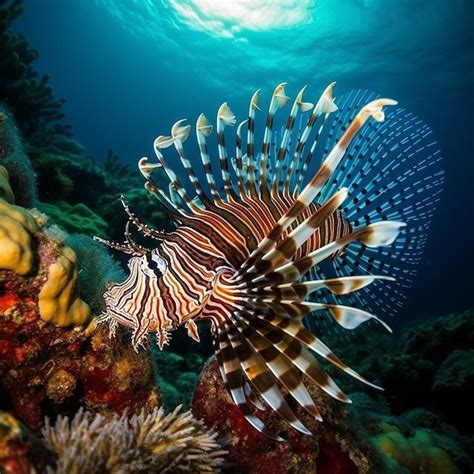 Premium AI Image A Lionfish Is Swimming In The Ocean