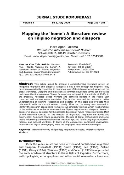 (PDF) Mapping the ‘home’: A literature review on Filipino migration and ...