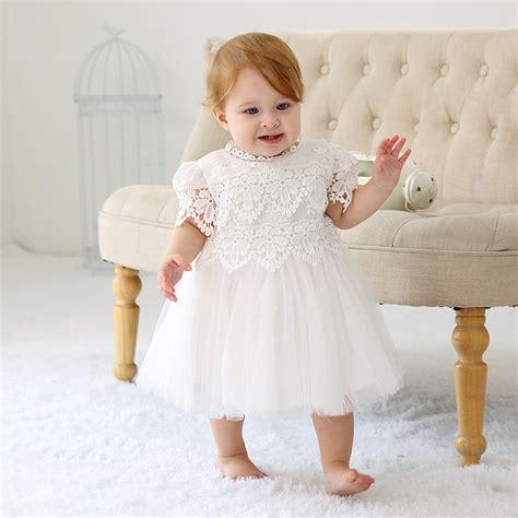 Vestido infantil bebê batizado Mandrião Renda e Laço Branco Touca Luxo