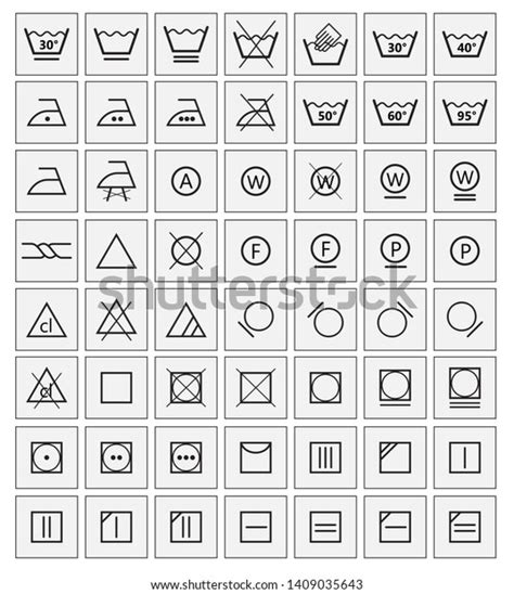 Icon Set Laundry Symbols Vector Illustration Stock Vector Royalty Free