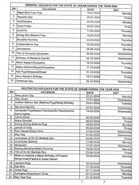 School Holiday List 2024 Assam Ree Lenora