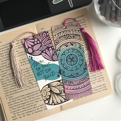 Hand Drawn Mandala Bookmarks Set Of 2 Drawn On A Paper 250g Original