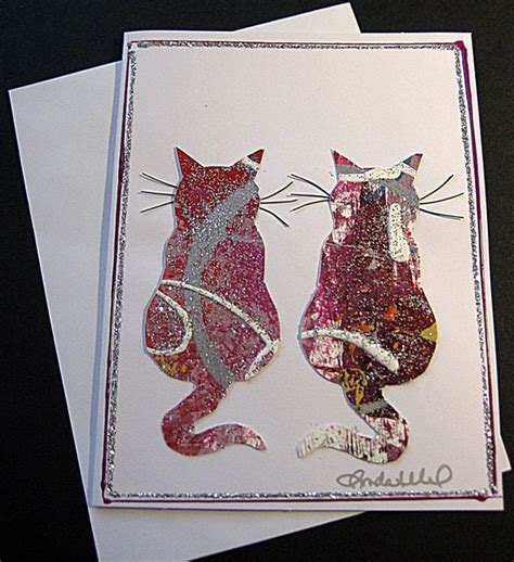 Handmade Blank Greeting Card Two Cats By Rkaacrylics On Etsy