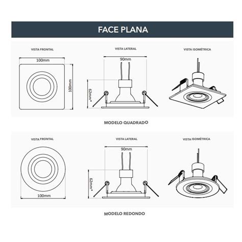 Spot Embutido Par Branco Quadrado Plano Moon Comespe Comercial