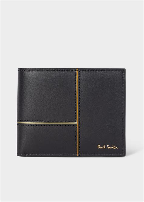 Paul Smith Mens Black Panelled Leather Billfold Wallet Kings Cross