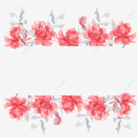 Hermoso Marco De Acuarela Rosa Roja Png Boda Floral Acuarela Png Y