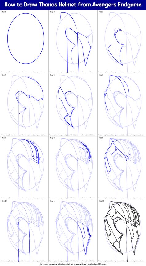 How to Draw Thanos Helmet from Avengers Endgame printable step by step ...