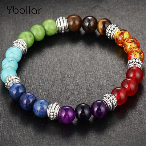 Charms 1pc 7 Chakra Healing Balance Prayer Stone Beaded Bracelet