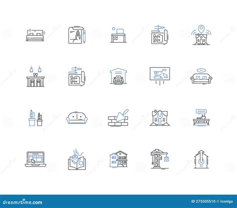 Residential Restoration Line Icons Collection Reconstruction