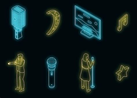 Premium Vector Karaoke Icons Set Vector Neon