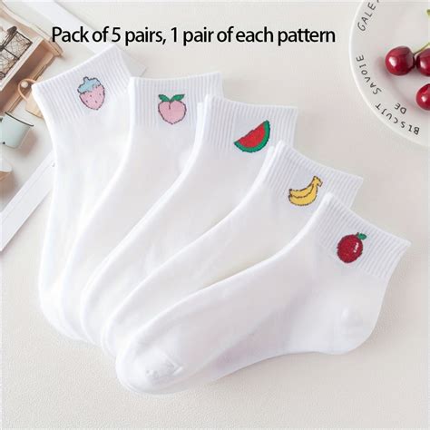 Lot Paires Chaussettes Imprim Es Fruit Es Chaussettes Temu France