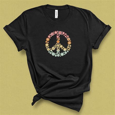 Flower Peace Sign Graphic Tee Love and Peace Shirt Flower Hippie Shirt ...