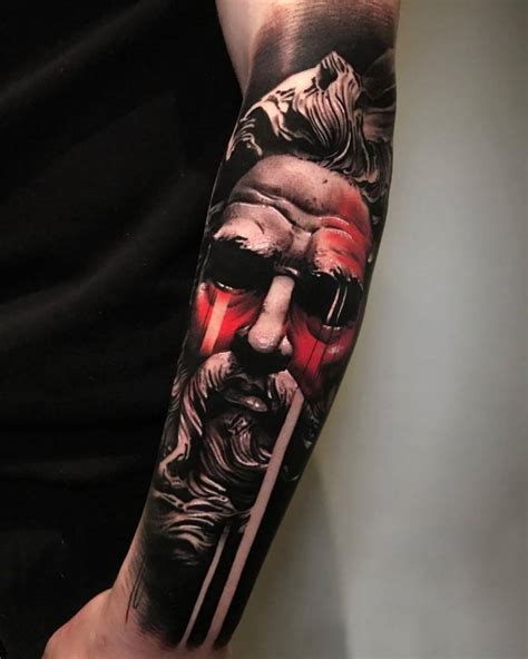 Realistic Poseidon Portrait Tattoo On The Forearm