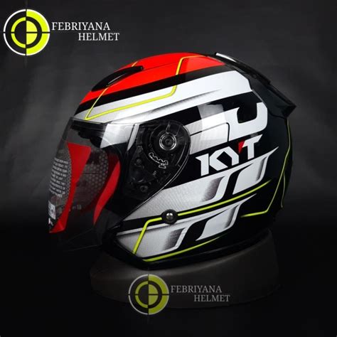 Jual HELM KYT DJ MARU SERI 17 MATT BLACK RED FLUO Shopee Indonesia