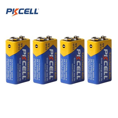 Pkcell New 4pieces Battery Parts 9v Batteries 6f22 Single Sex Dry 9v Battery Zinc Carbon Battery