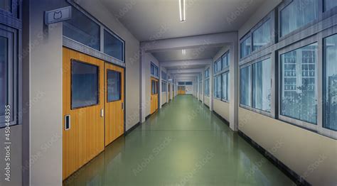 Anime High School Hallway