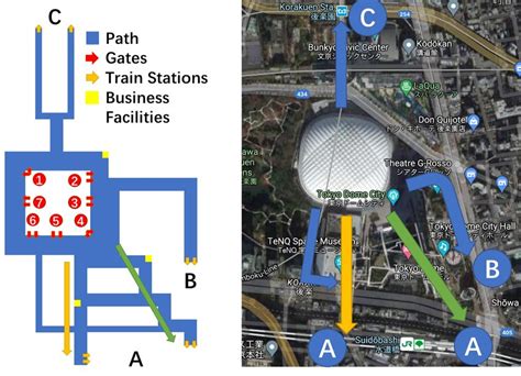 Mini-Dome and aerial view of Tokyo Dome City. Map data: Google Maps ...